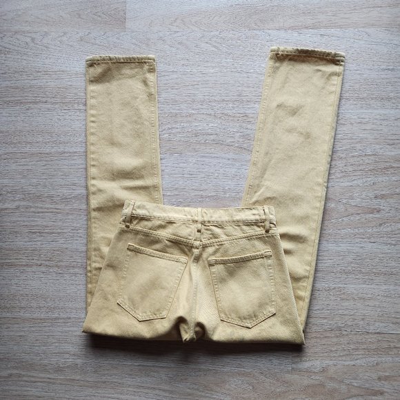 NWoT CLUB MONACO The Relaxed Slim Jeans Zip Yellow Ginger Cotton - Picture 6 of 12